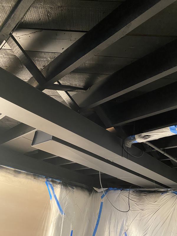 beams and ventilation in a basement